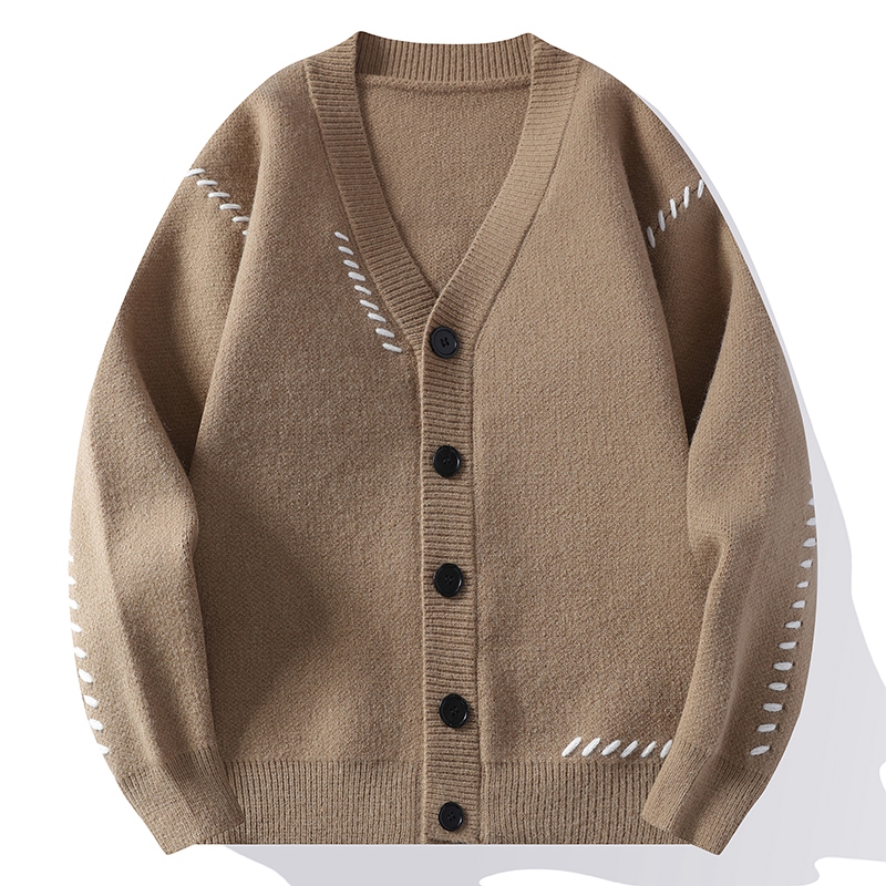 Men'S Fashion V Neck Sweater - 2024 Herfst/Winter Nieuw Heren Casual Gebreid
