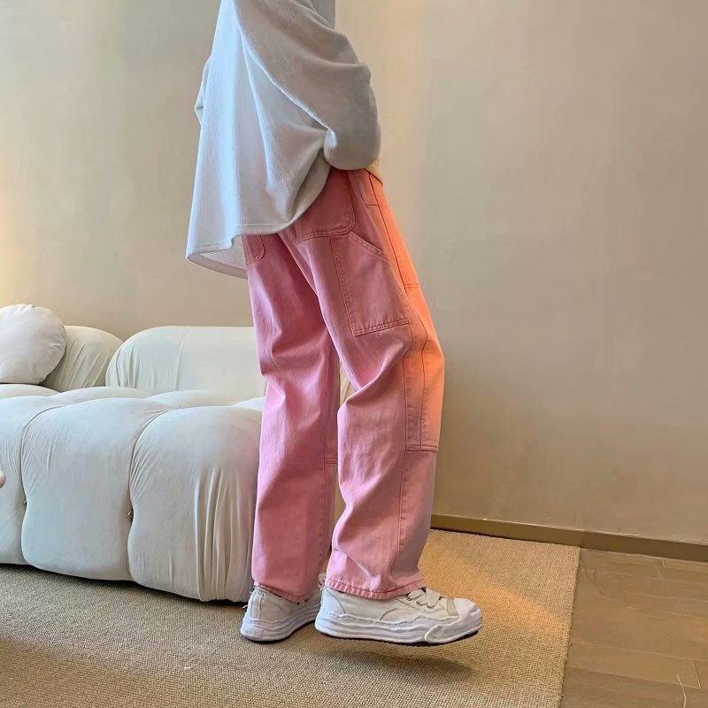 Men'S Fashion With Baggy Jeans - 2026 Nieuwe Mode Roze Baggy Heren