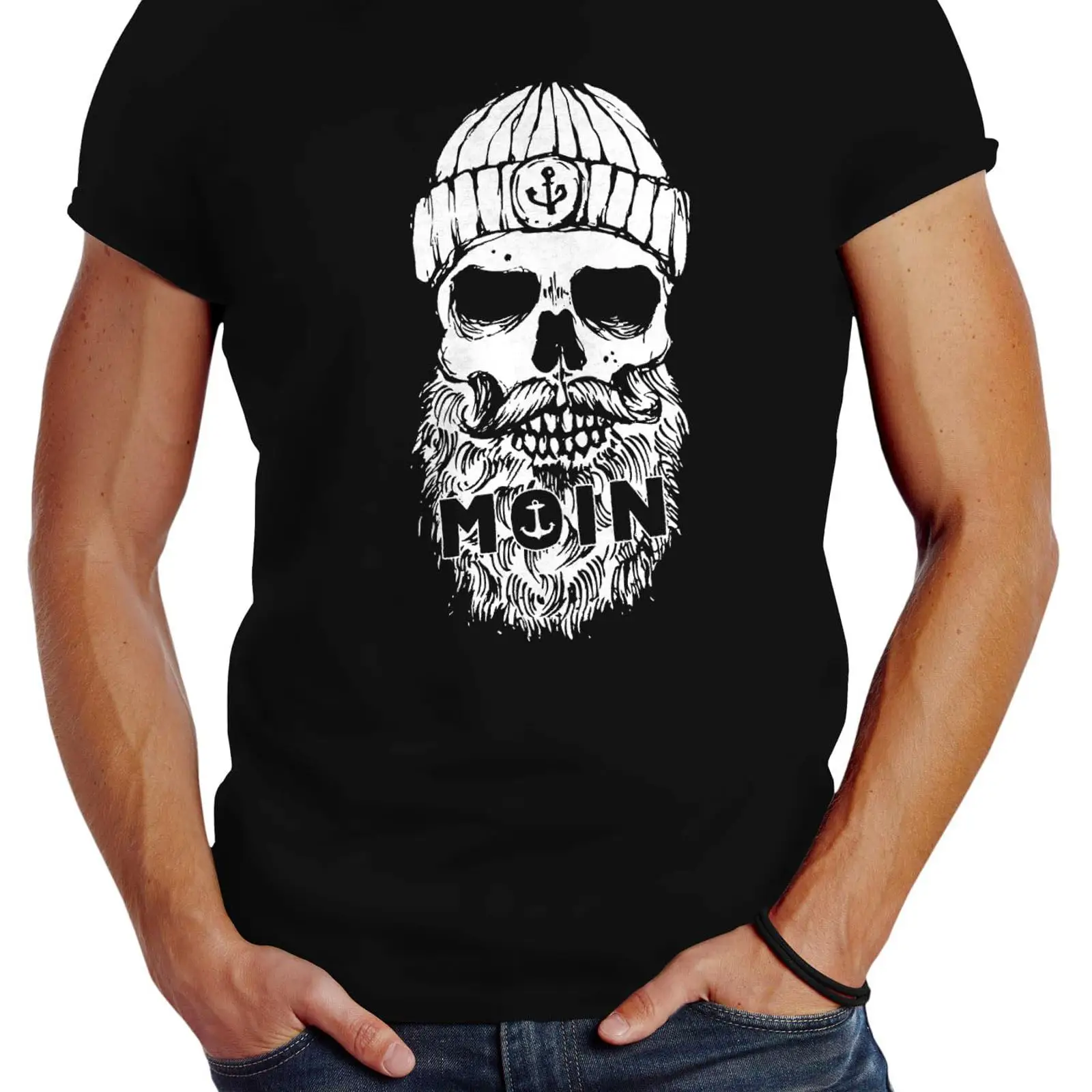 Men'S Fashion Hamburg - Neverless Heren T-shirt Moin Skull Hamburg