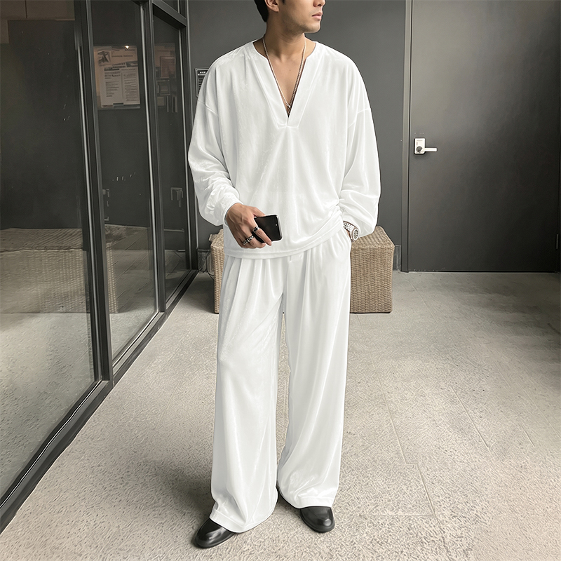 Men'S Fashion Color - INCERUN Herensets Effen Kleur V-hals Lange