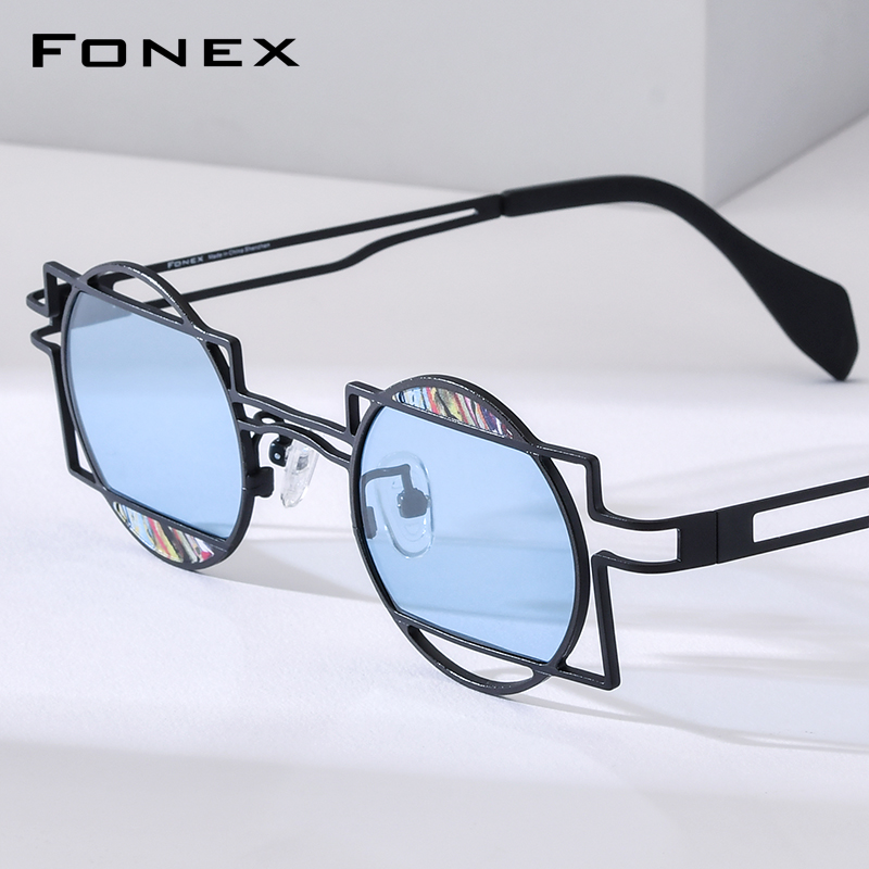 Men'S Fashion Round Glasses - FONEX Pure Titanium Zonnebrillen Dames 2026