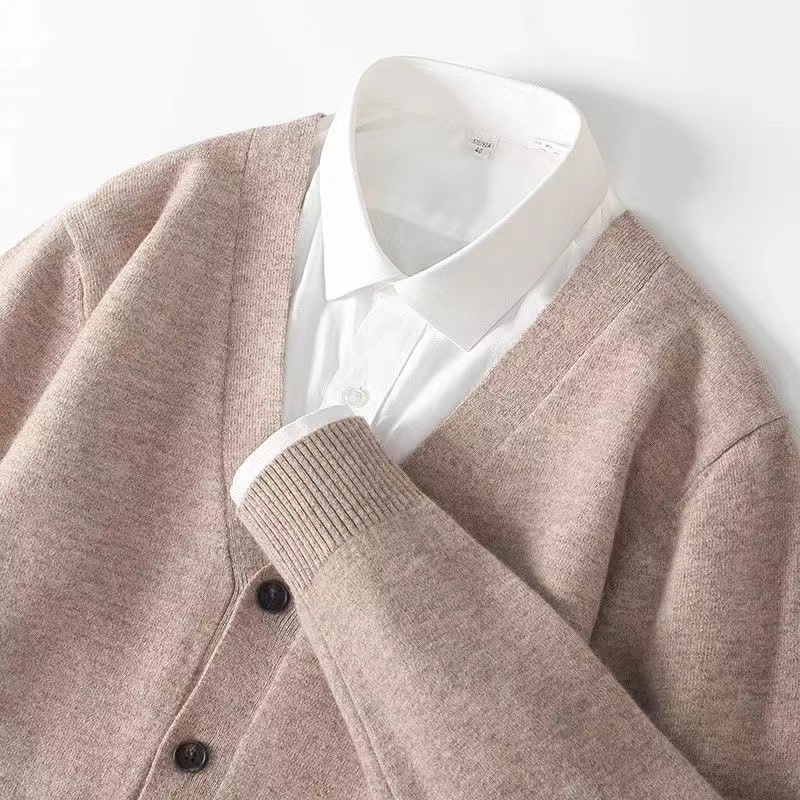 Men'S Fashion V Neck Sweater - 2024 Herfst/Winter Nieuwe Zakelijke En Vrije