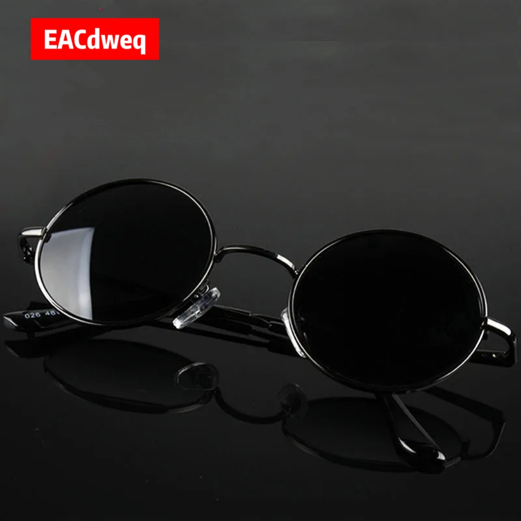 Men'S Fashion Round Glasses - Retro Vintage Ronde Zonnebril Heren Merk