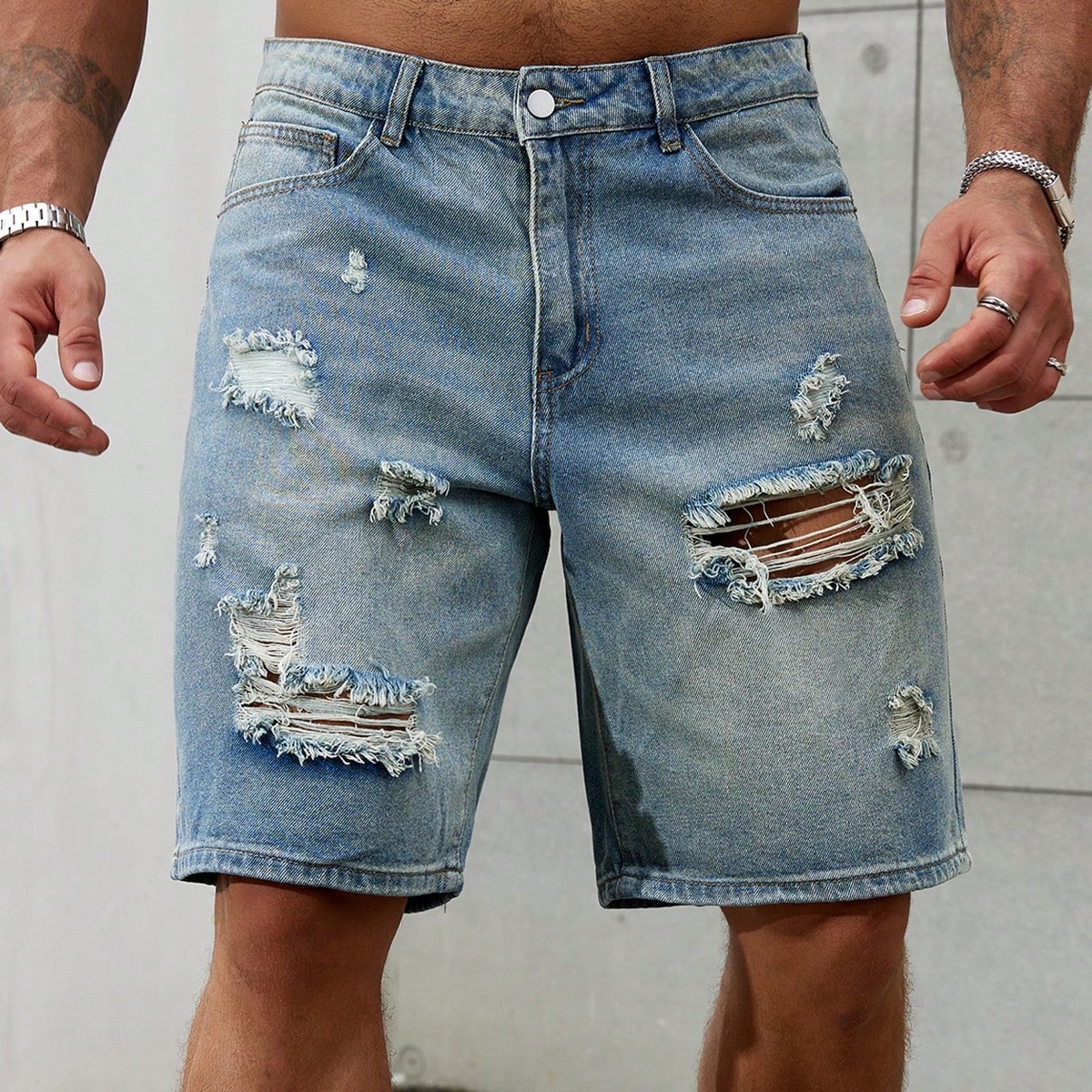 Men Fashion Jeans - Nieuwe Mode Heren Gescheurde Korte Jeans