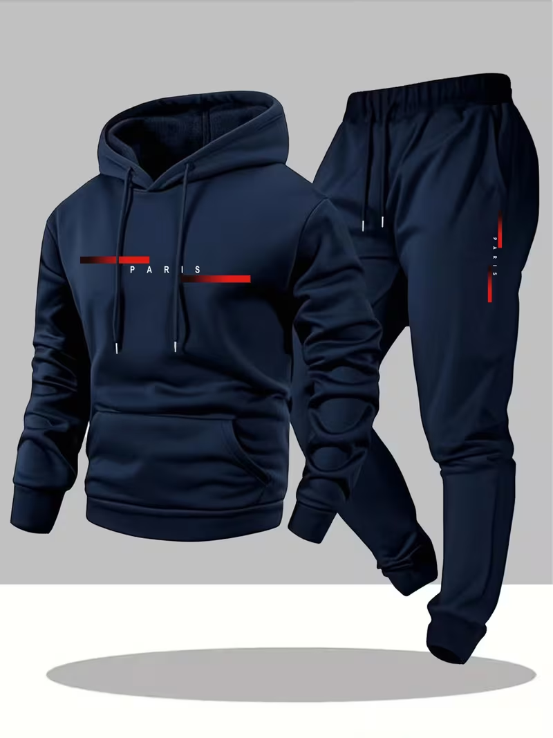 Men'S Fashion Hoodie - Herenset met trendy letterprint, bestseller, tweedelig: