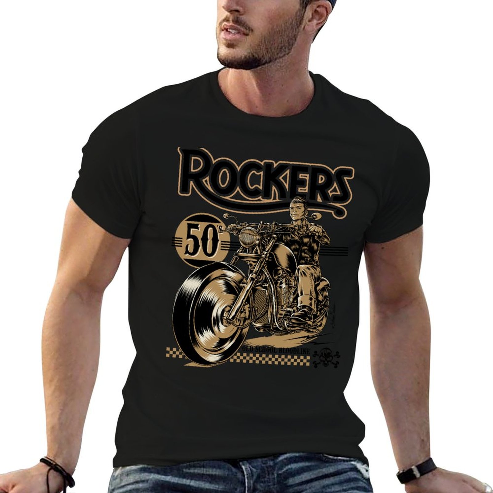 Mens Fashion In The 50S - Rockers 50s T-shirt Mode Eenvoudig casual