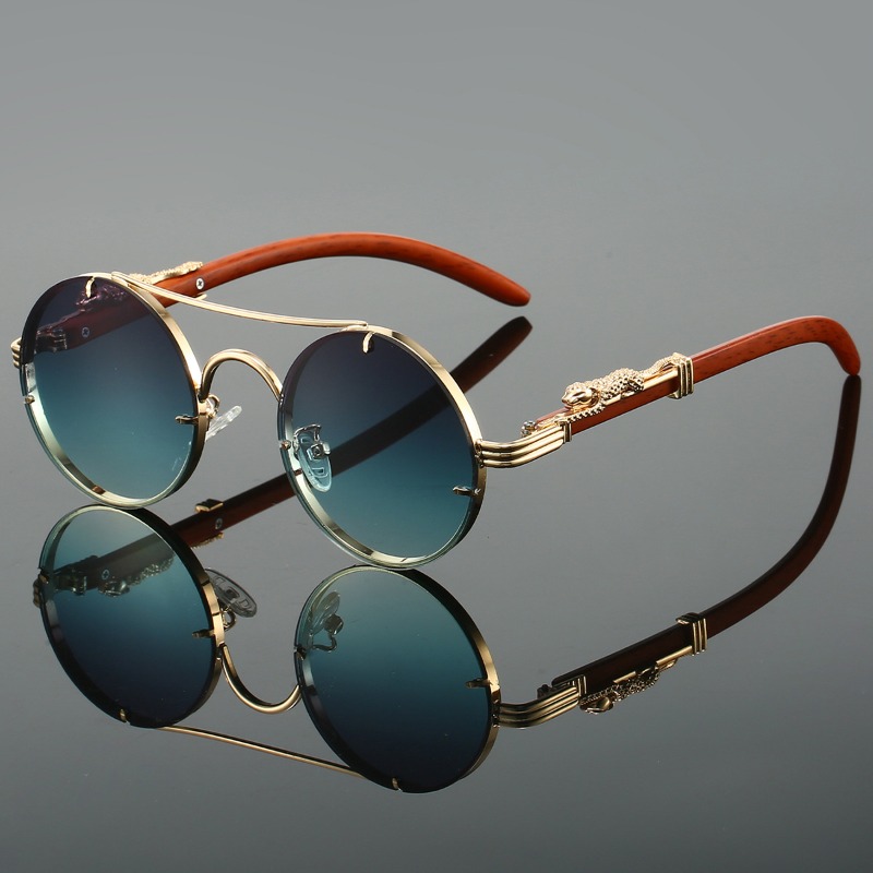 Men'S Fashion Round Glasses - Populaire ronde zonnebril herenmode dubbele brug