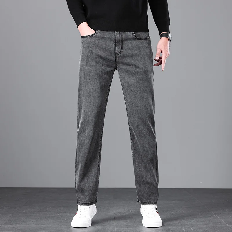 Men'S Fashion With Baggy Jeans - Herfst Nieuwe Herenmode Baggy Jeans Grijs