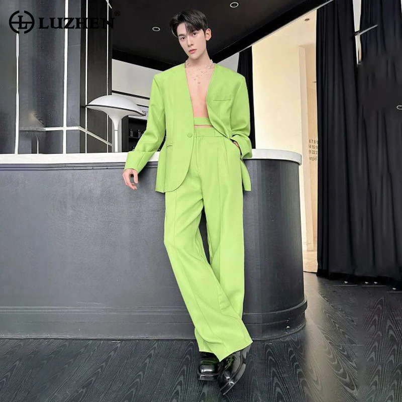Men'S Fashion Color - LUZHEN 2026 Lente Nieuwe Effen Kleur