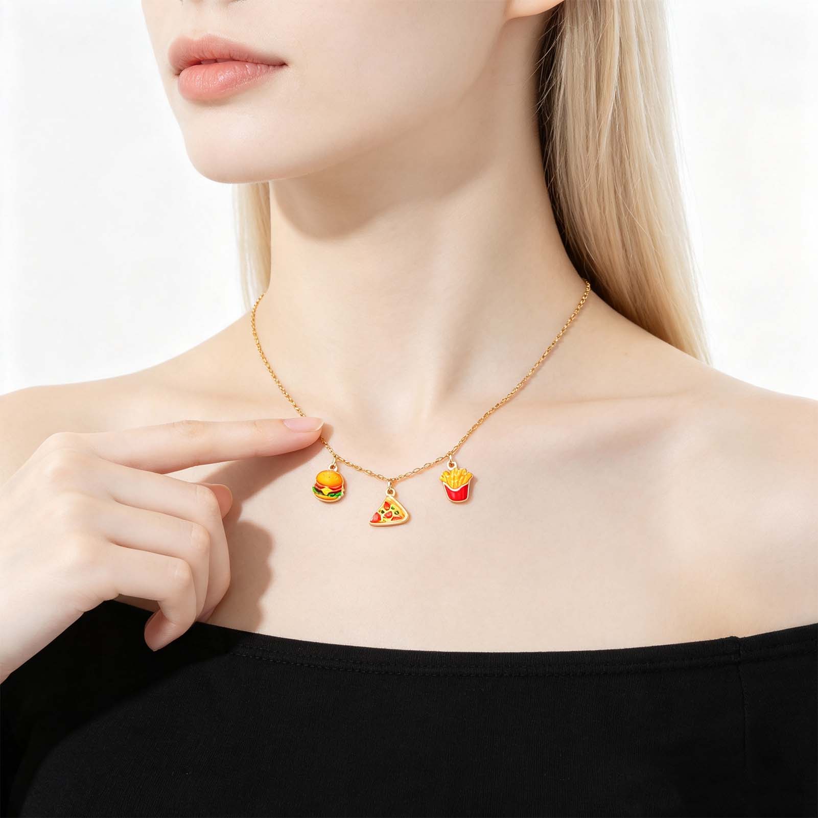 Men'S Fashion Hamburg - Unift RVS Hamburger Frietjes Pizza Ketting