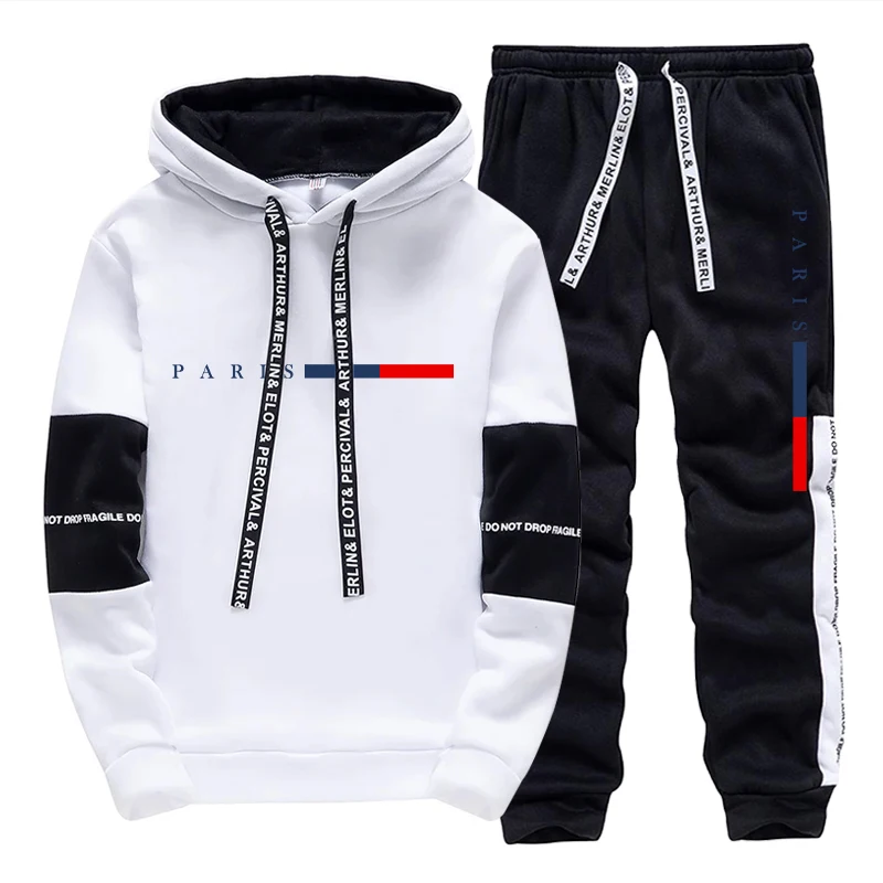 Men'S Fashion Hoodie - Herenset/Hoodie/Broek Parijse Mode Herfst Winter Casual