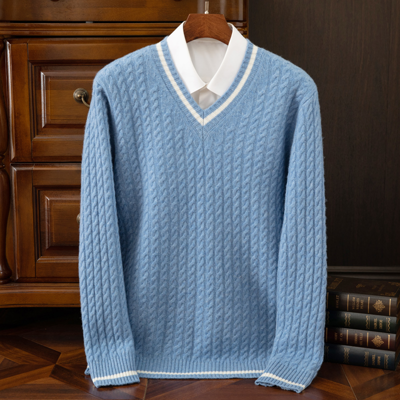 Men'S Fashion V Neck Sweater - Herfst En Winter Nieuwe Verdikte 100