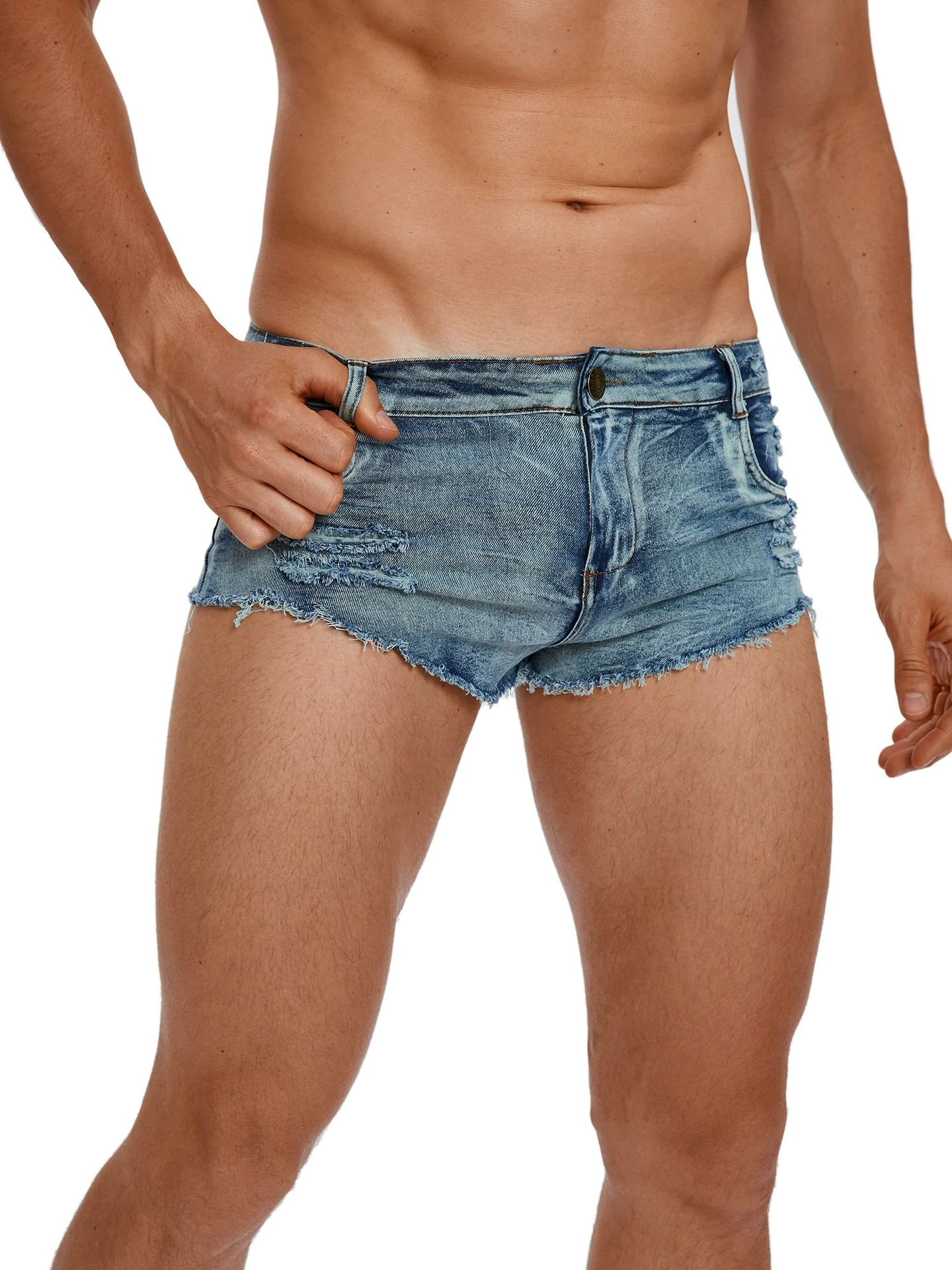 Men Fashion Jeans - Heren jeansshorts met lage taille, modezak,