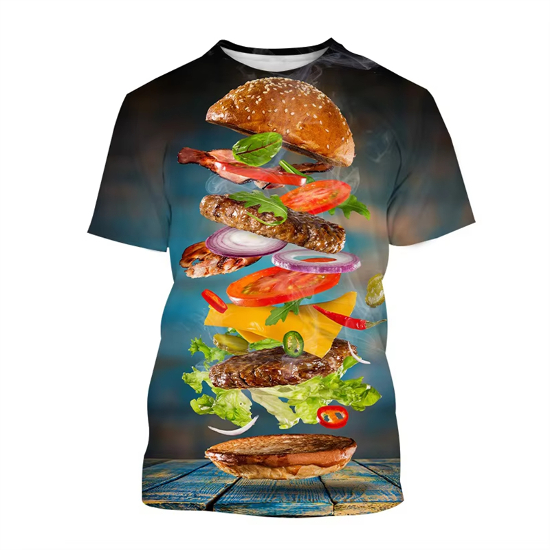 Grappige voedsel 3D geprinte T - Men'S Fashion Hamburg recensie en prijs