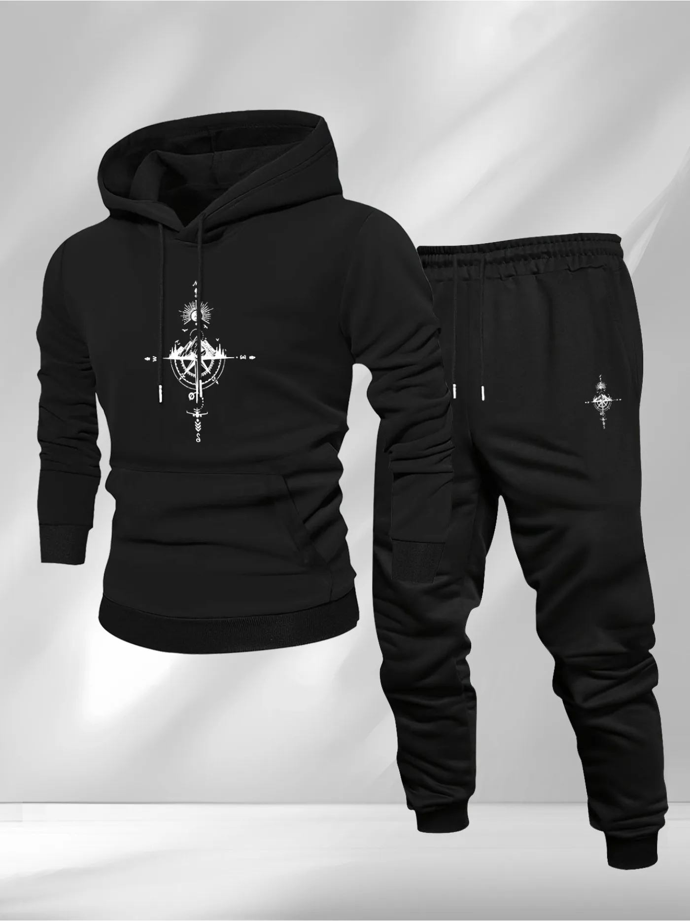 Vintage kompasprint hoodie en  - Mens Fashion Urban recensie en prijs