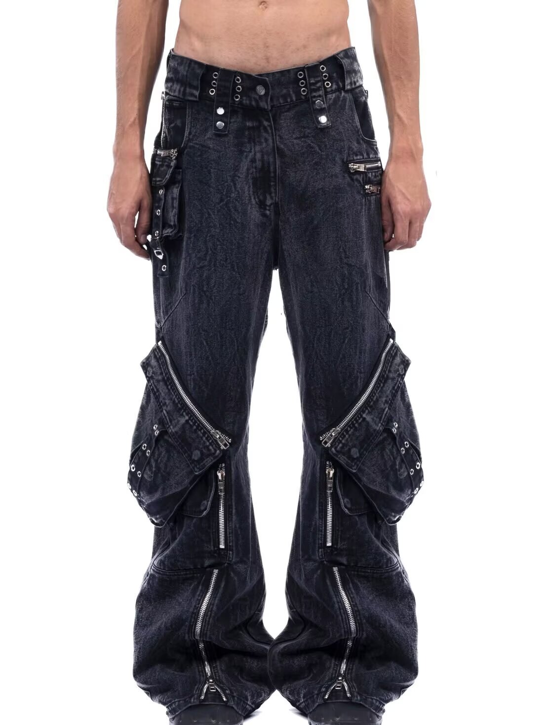 Y2K Zwarte Gothic Punk Multi-P - Men'S Fashion With Baggy Jeans recensie en prijs