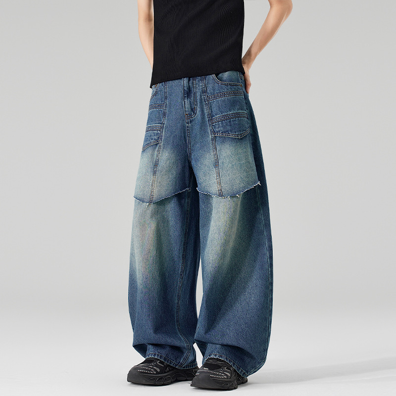 Heren blauwe gesplitste casual - Men'S Fashion With Baggy Jeans recensie en prijs