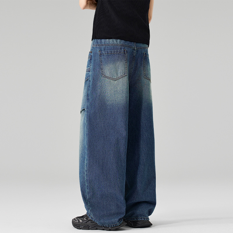 Heren blauwe gesplitste casual - Men'S Fashion With Baggy Jeans recensie en prijs