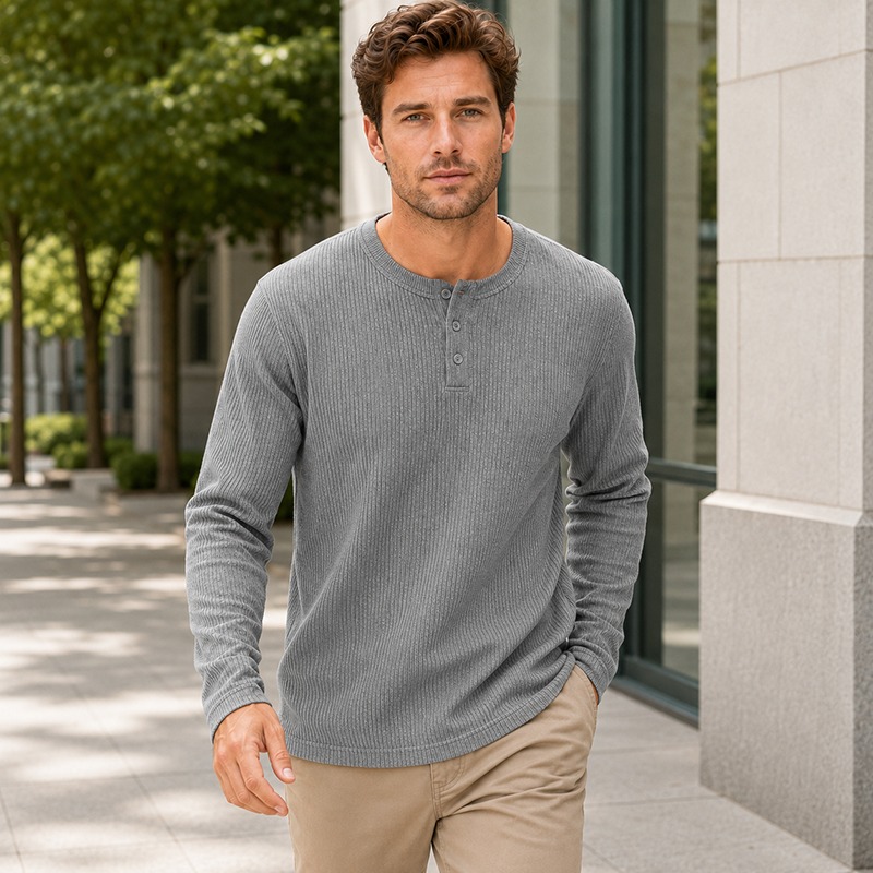 Eenvoudig modieus heren-henley - Men'S Fashion Color recensie en prijs