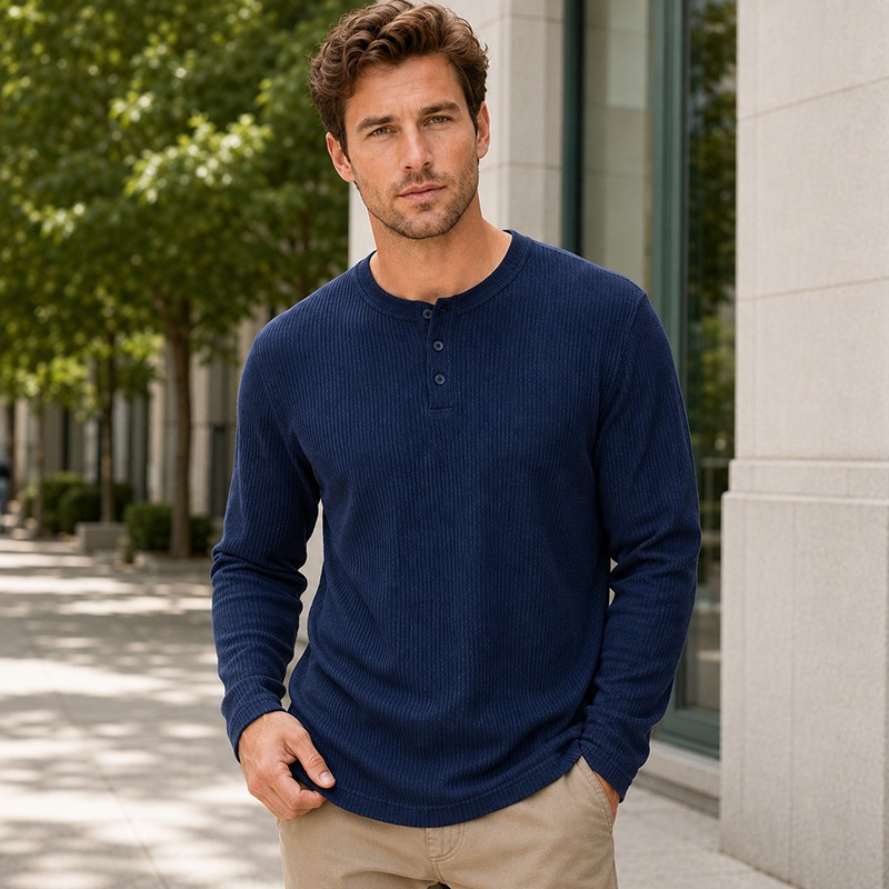 Eenvoudig modieus heren-henley - Men'S Fashion Color recensie en prijs