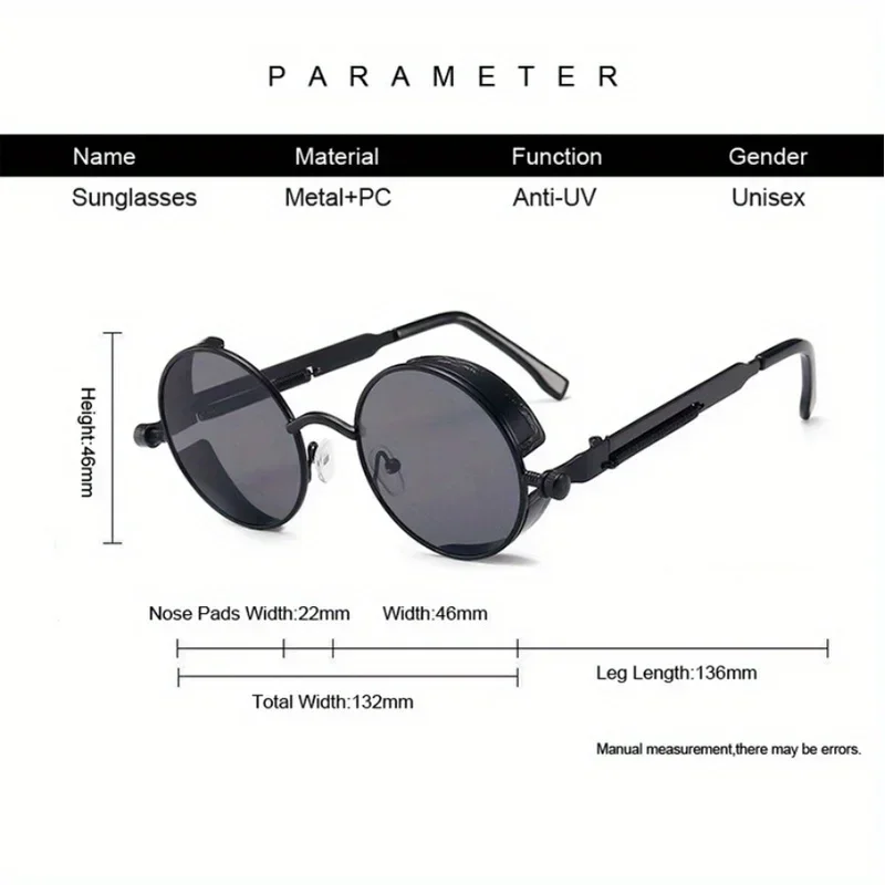 Klassieke Steampunk-zonnebril  - Men'S Fashion Round Glasses recensie en prijs