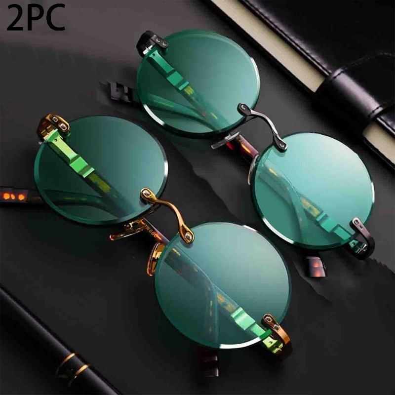 Mode Klassieke randloze zonneb - Men'S Fashion Round Glasses recensie en prijs