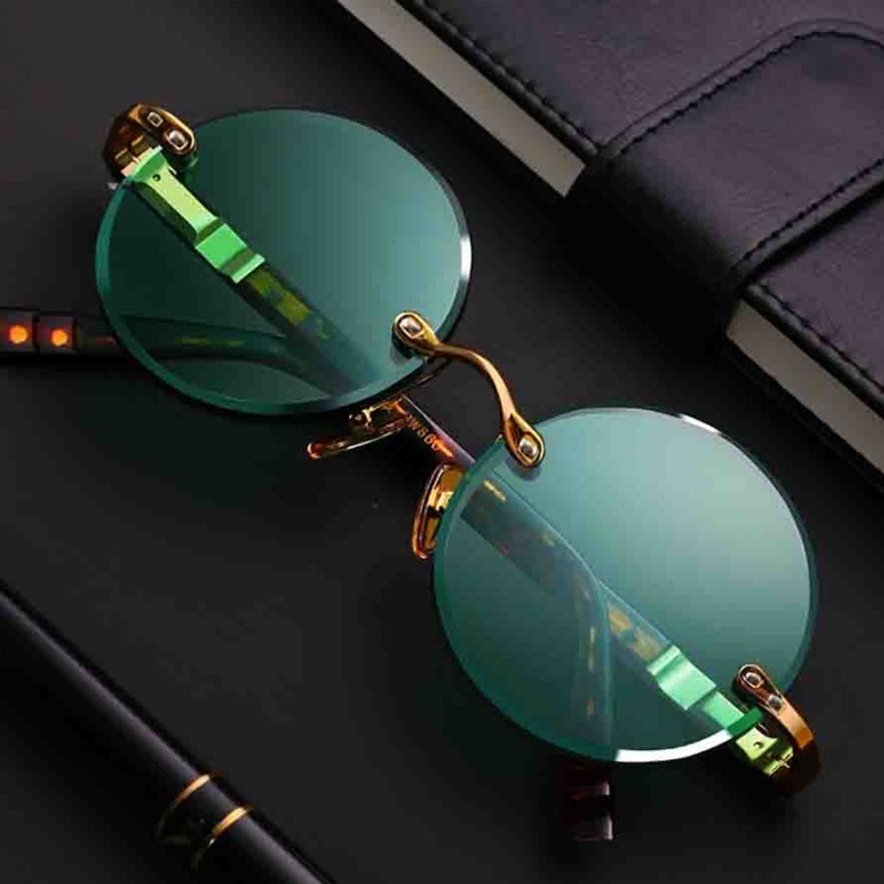 Mode Klassieke randloze zonneb - Men'S Fashion Round Glasses recensie en prijs