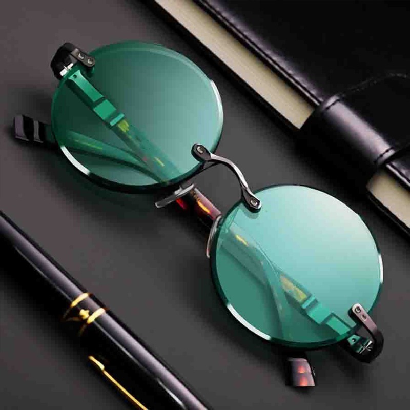 Mode Klassieke randloze zonneb - Men'S Fashion Round Glasses recensie en prijs