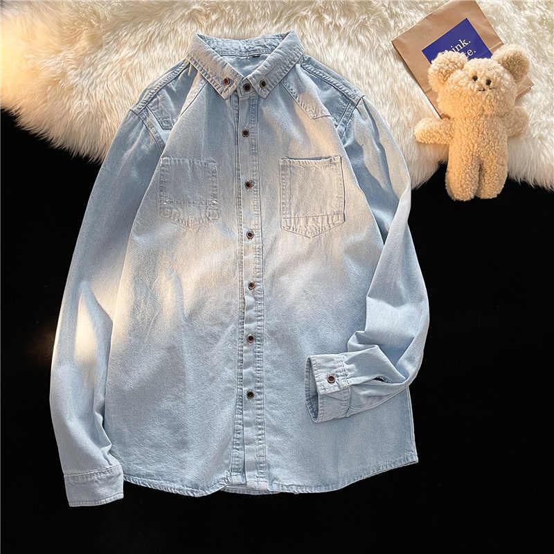 Koreaanse stijl denim shirts d - Men Fashion Korean Style recensie en prijs