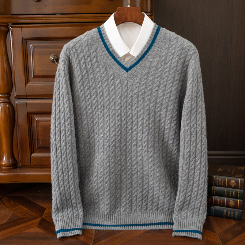 Herfst En Winter Nieuwe Verdik - Men'S Fashion V Neck Sweater recensie en prijs